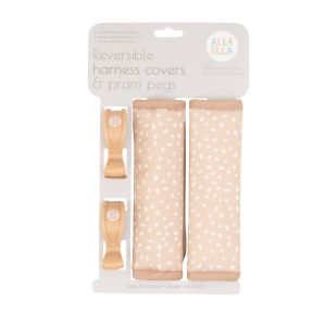 Harness Covers & Pram Pegs - Beige Dots