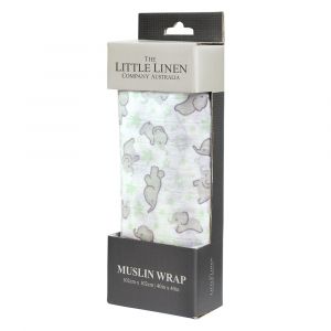 Little Linen Muslin 1Pk - Mint Elephant
