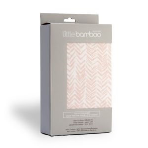 Little Bamboo Jersey Fitted Sheet Cot Herringbone Dusty Pink