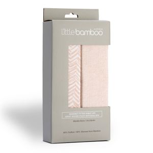 Little Bamboo Jersey Fitted Sheet Bassinet 2Pk Herringbone Dusty Pink