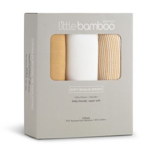 Little Bamboo Muslin Wrap 3Pk - Marigold