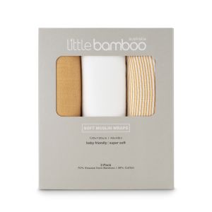 Little Bamboo Muslin Wrap 3Pk - Marigold