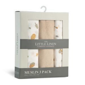 Little Linen Muslin 3pk - Nectar Bear