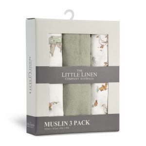 Little Linen Muslin 3pk - Farmyard Lamb