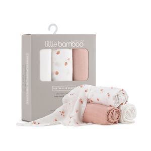 Little Bamboo Muslin Wraps 3pk - Dusty Rose