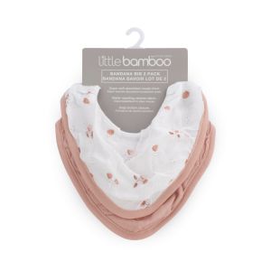 Little Bamboo Muslin Bib 2Pk - Dusty Rose