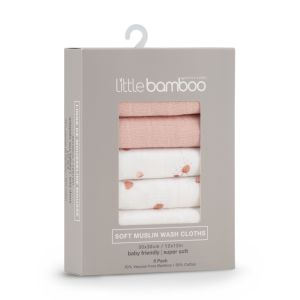 Little Bamboo Muslin Washers 6Pk - Dusty Rose