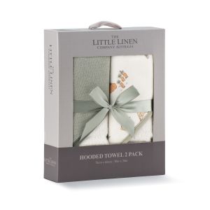 Little Linen Hooded Towel 2pk - Farmyard Lamb