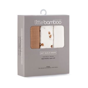 Little Bamboo Muslin Wraps 3Pk - Whisper