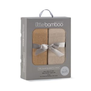 Little Bamboo Cellular Blanket 2Pk - Iced Coffee