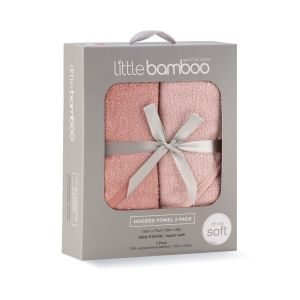 Little Bamboo Hooded Towel 2pk - Dusty Rose