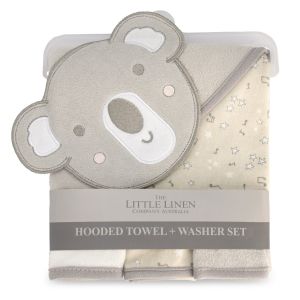 The Little Linen Company Hooded Towel & Washers - Cheeky Koala