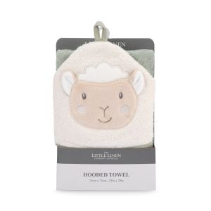 Little Linen Character Hooded Towel - Farmyard Lamb