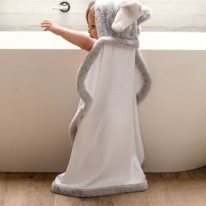 Plush Hooded Towel Soft Grey