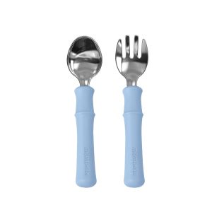 Panda Fork & Spoon - Light Blue