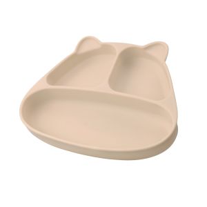Panda Silicone Suction Dinner Plate - Light Brown