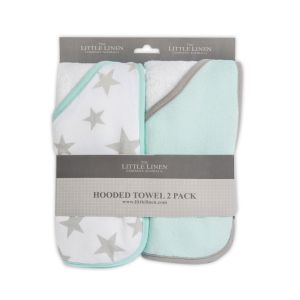 Little Linen Hooded Towel 2pk - Starlight Mint 