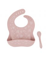 Silicone Bib with spoon - Dusty Pink