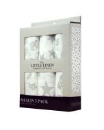 Little Linen Muslin 3Pk - Mint Elephant