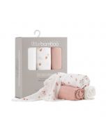 Little Bamboo Muslin Wraps 3pk - Dusty Rose