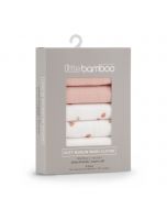 Little Bamboo Muslin Washers 6Pk - Dusty Rose