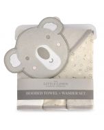 The Little Linen Company Hooded Towel & Washers - Cheeky Koala