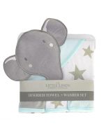 The Little Linen Company Hooded Towel & Washers Elephant Star