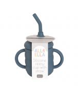 Silicone Sippy Cup with Straw - Slate Blue