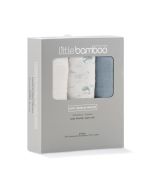 Little Bamboo Muslin Wrap 3Pk - Retro Blue