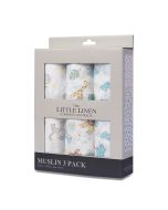 Little Linen Muslin 3Pk - Safari Bear
