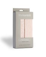 Little Bamboo Jersey Fitted Sheet Bassinet 2Pk Herringbone Dusty Pink