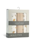 Little Linen Muslin 3pk - Nectar Bear