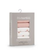 Little Bamboo Muslin Washers 6Pk - Dusty Rose