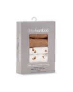 Little Bamboo Muslin Washers 6pk - Iced Coffee