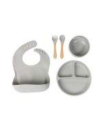 Silicone Feeding Set - Smokey Grey