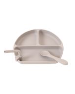 Silicone Plate with Straw & Spoon - Stone