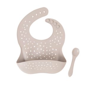 Silicone Bib with spoon - Stone