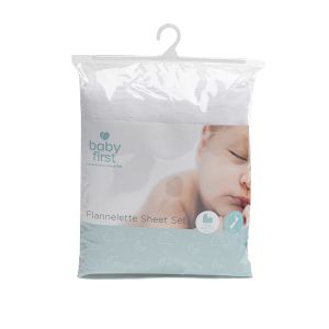 Large Bassinet Flannelette Sheet - Set White