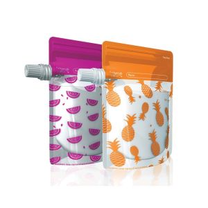 On the Go Food Pouches 10pk - Pink & Orange