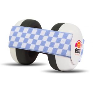 BABY EARMUFFS - WHITE/BLUECHECKERED