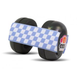 BABY EARMUFFS - Black/Blue Checkered