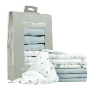 Little Bamboo Muslin Washers 6Pk - Whisper