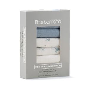 Little Bamboo Muslin Washers 6Pk - Whisper