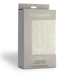 Little Bamboo Jersey Fitted Sheet Cot Herringbone Whisper