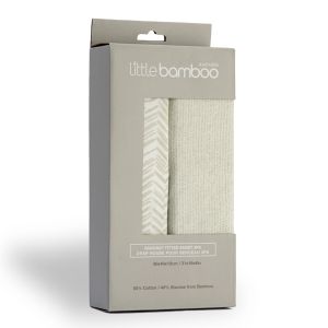 Little Bamboo Jersey Fitted Sheet Bassinet 2Pk Herringbone Whisper