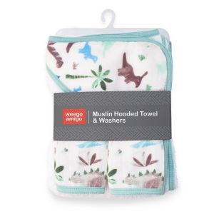 Weegoamigo Hooded Towel + Washers Daryl Dino