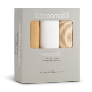 Little Bamboo Muslin Wrap 3Pk - Marigold