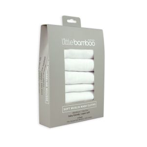 Little Bamboo Muslin Washers 6pk - Natural