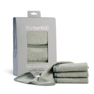 Little Bamboo Towelling Washer 3pk - Bayleaf