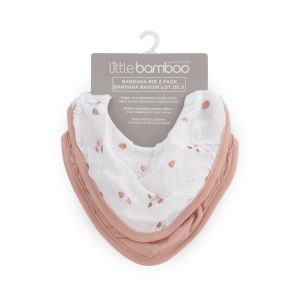 Little Bamboo Muslin Bib 2Pk - Dusty Rose